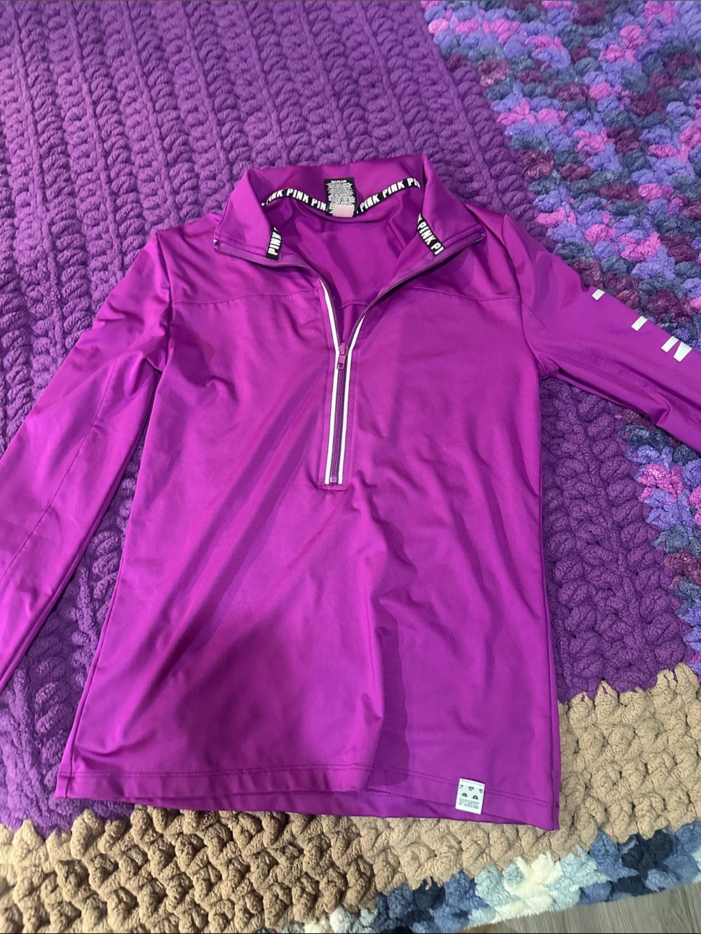 PINK Victoria's Secret Fuchsia Half-Zip Pullover